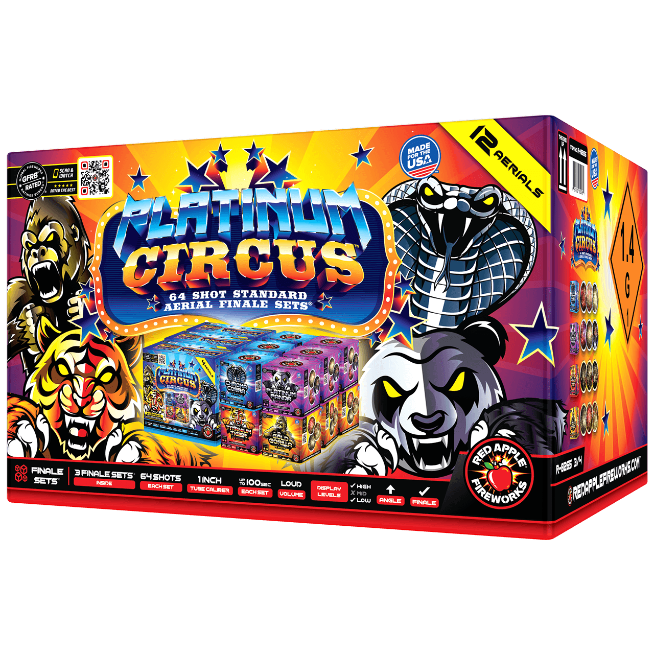 Exciting Platinum Circus 64 Shots Fireworks Set – Red Apple® Fireworks