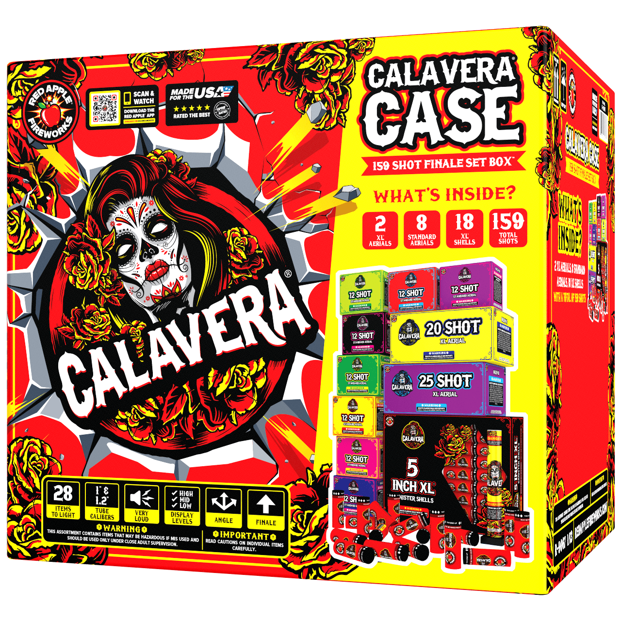 Calavera Case 159 Shot Firework Sampler | Red Apple Fireworks 