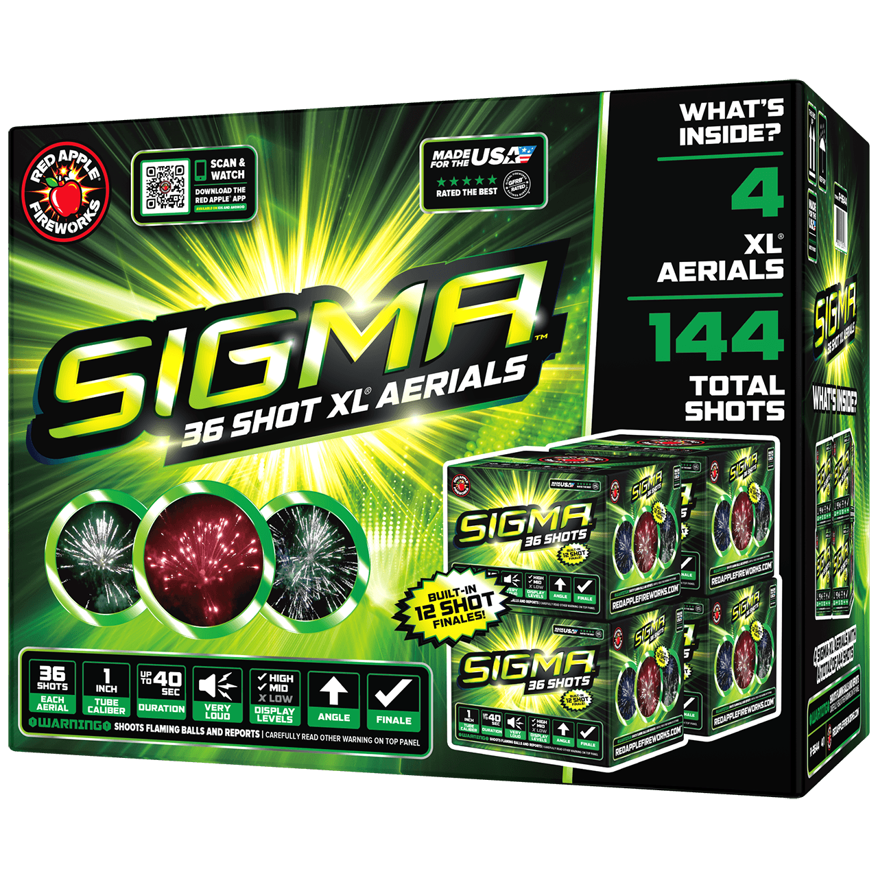 Buy Shop Sigma™ 36 Shot XL® Aerial Fireworks Online – Red Apple 