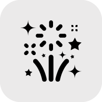 Icon showing combined sky and ground effects for fireworks displays