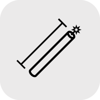 Compact icon displaying measurement for fireworks candle length specifications