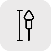 Measurement indicator for rocket length in fireworks icon format