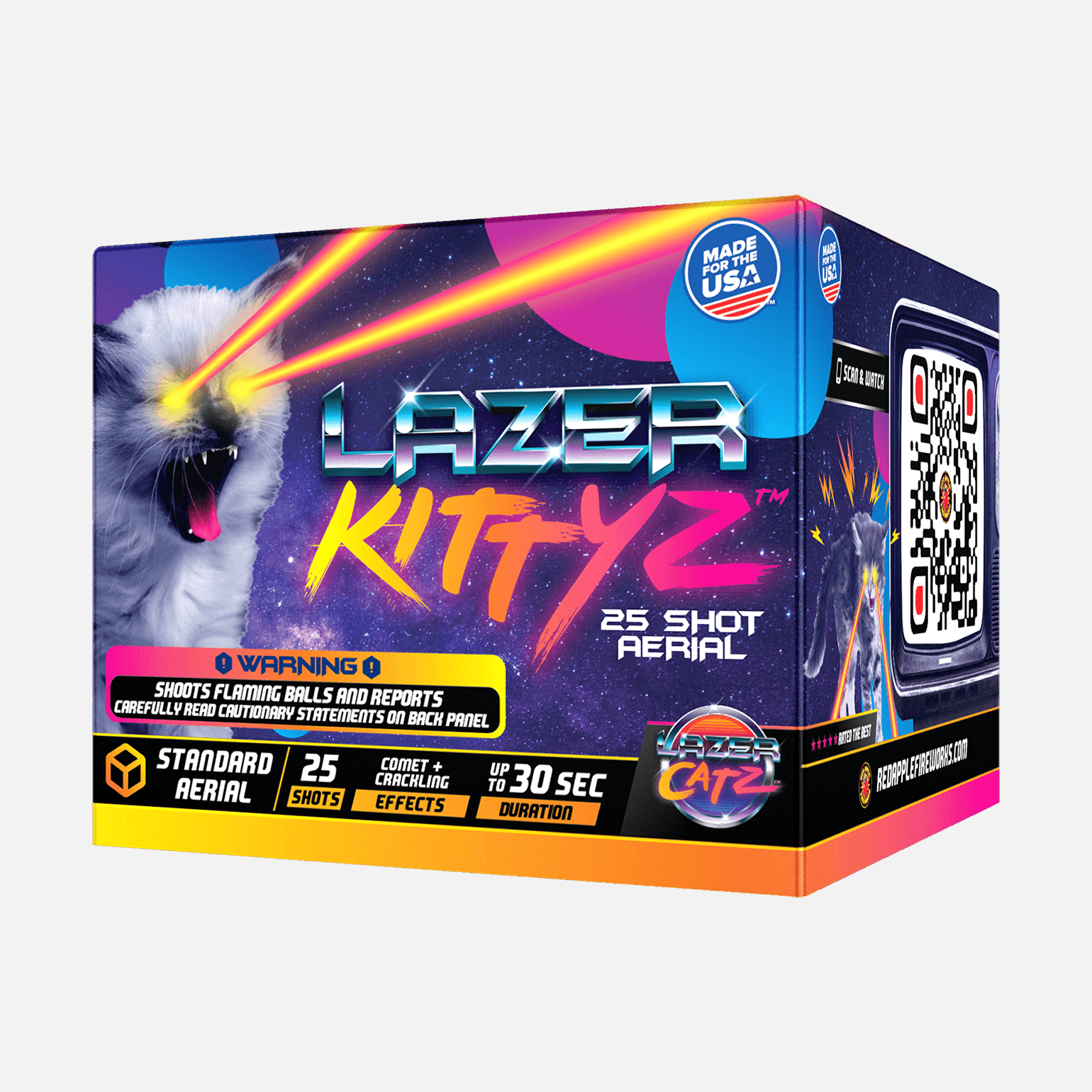 Lazer Kittyz™ 25-Shots Plastic Frame Standard Aerial Cakes (Up to 200 Grams)