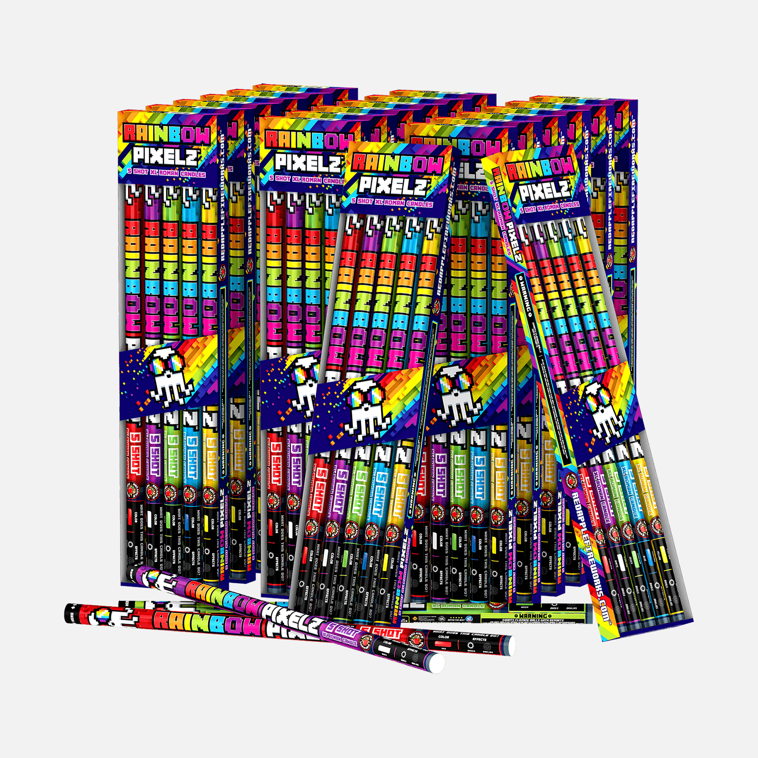 Rainbow Pixelz™ 5-Shots XL® Roman Candles XL® Roman Candles