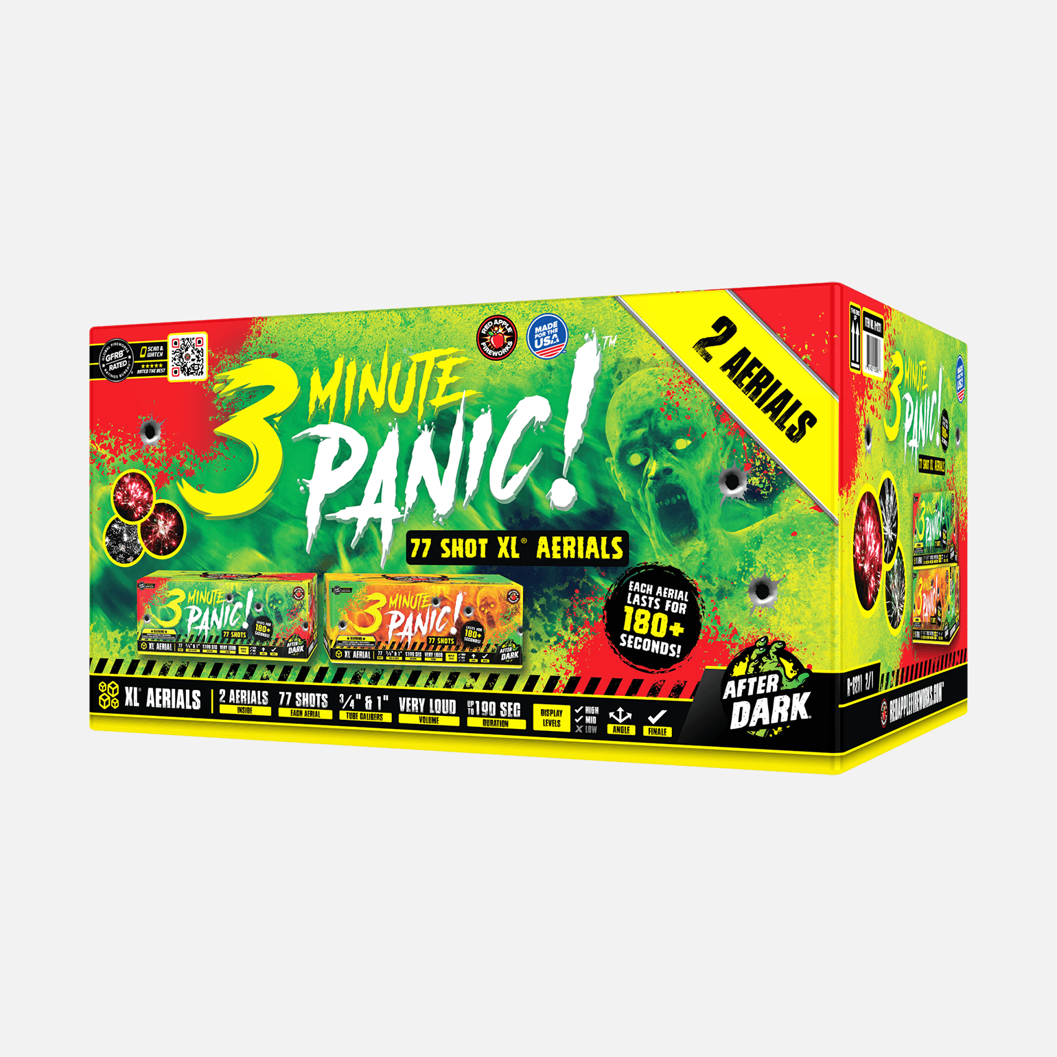 3 Minute Panic™ 77-Shots XL® Aerials XL® Aerial Cakes (Up to 500 Grams)