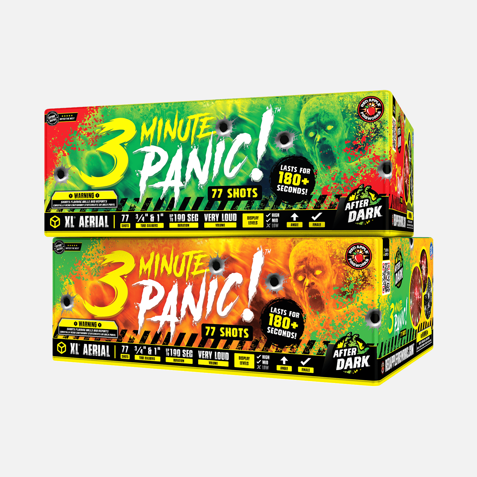 3 Minute Panic™ 77-Shots XL® Aerials XL® Aerial Cakes (Up to 500 Grams)