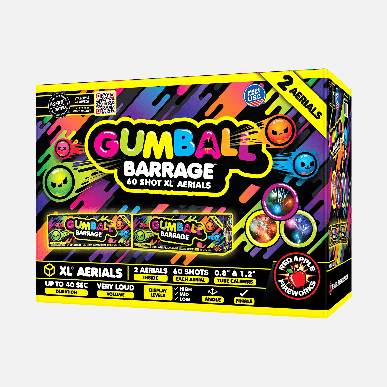 Gumball® Barrage 60-Shots XL® Aerials XL® Aerial Cakes (Up to 500 Grams)