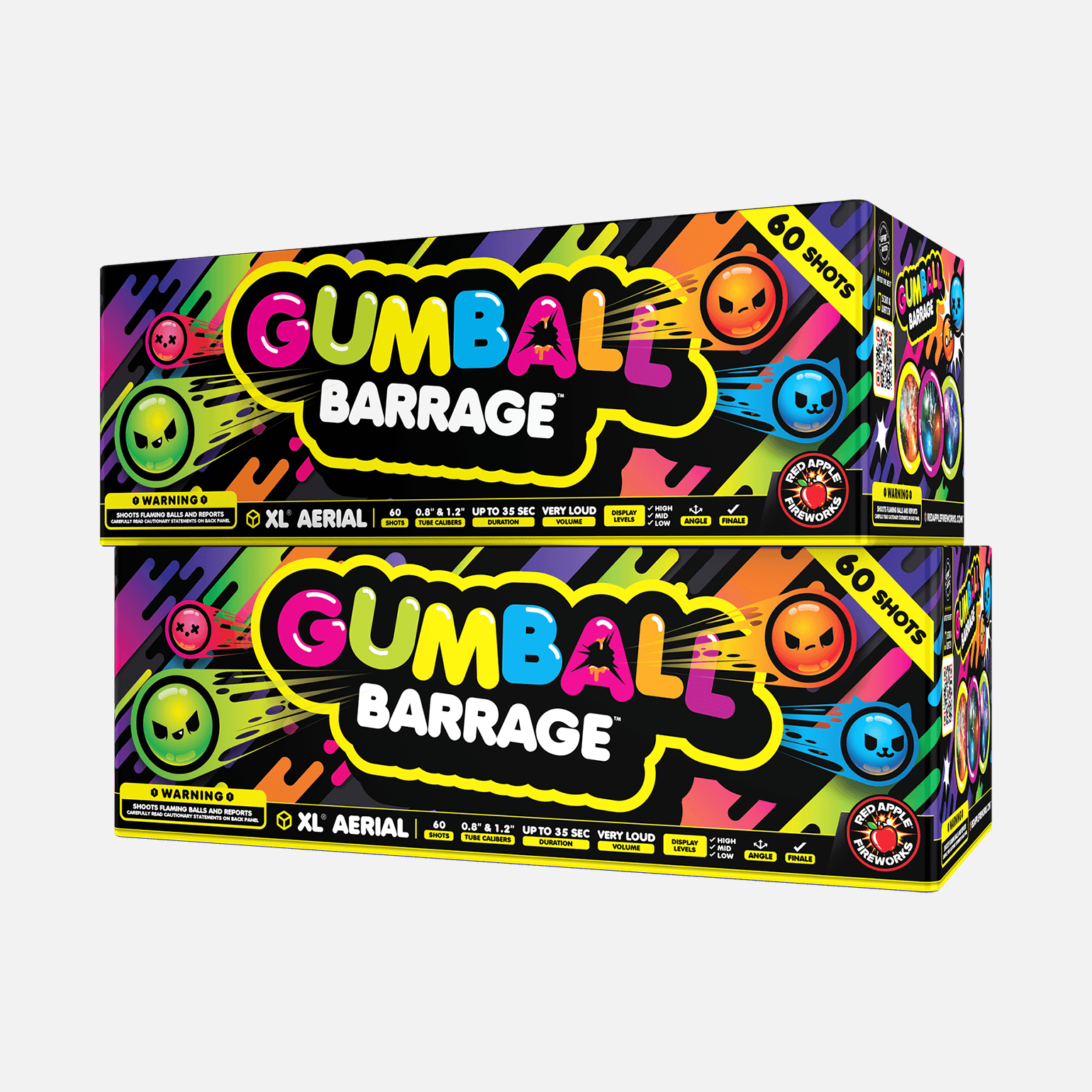 Gumball® Barrage 60-Shots XL® Aerials XL® Aerial Cakes (Up to 500 Grams)