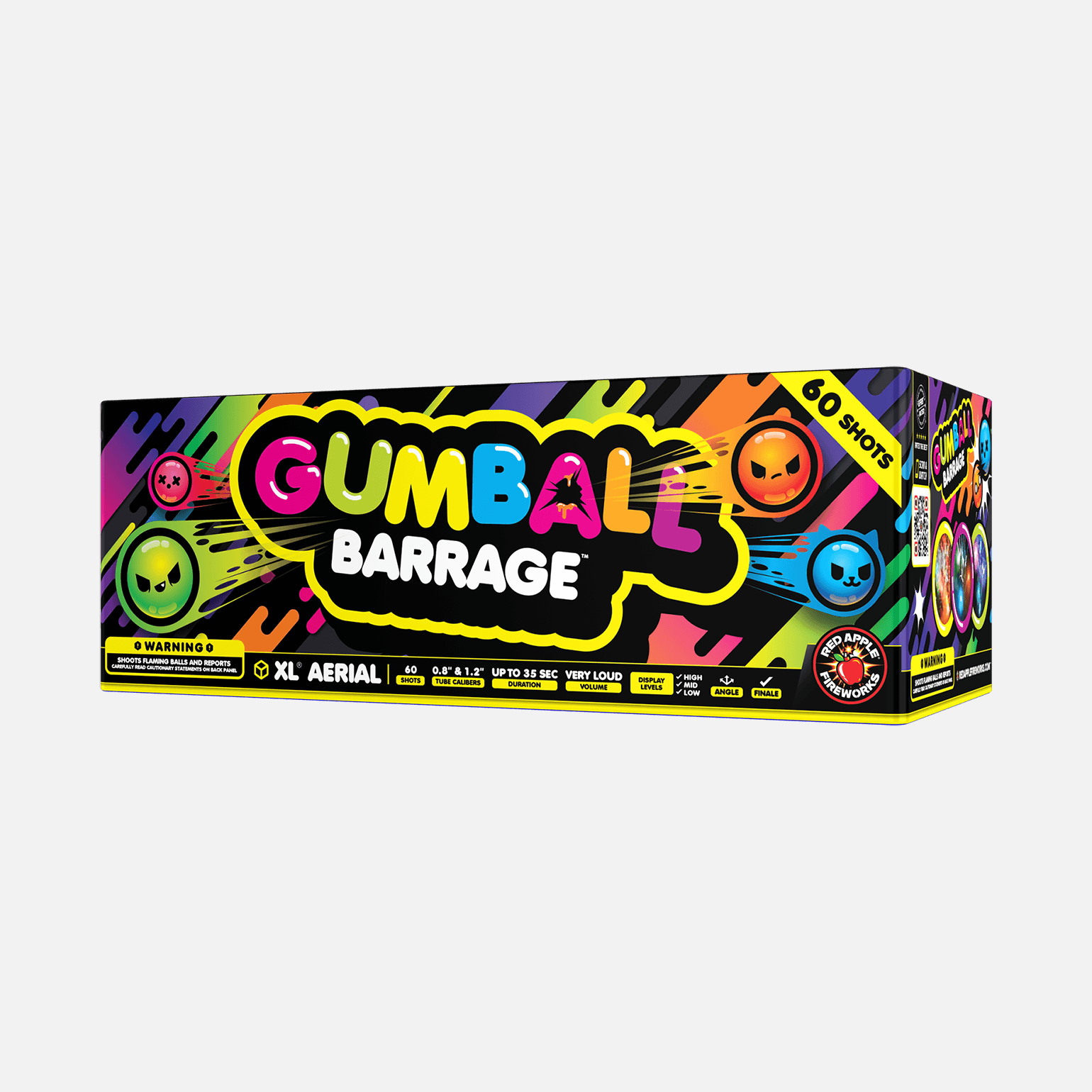 Gumball® Barrage 60-Shots XL® Aerials XL® Aerial Cakes (Up to 500 Grams) Red Apple® Size: Case