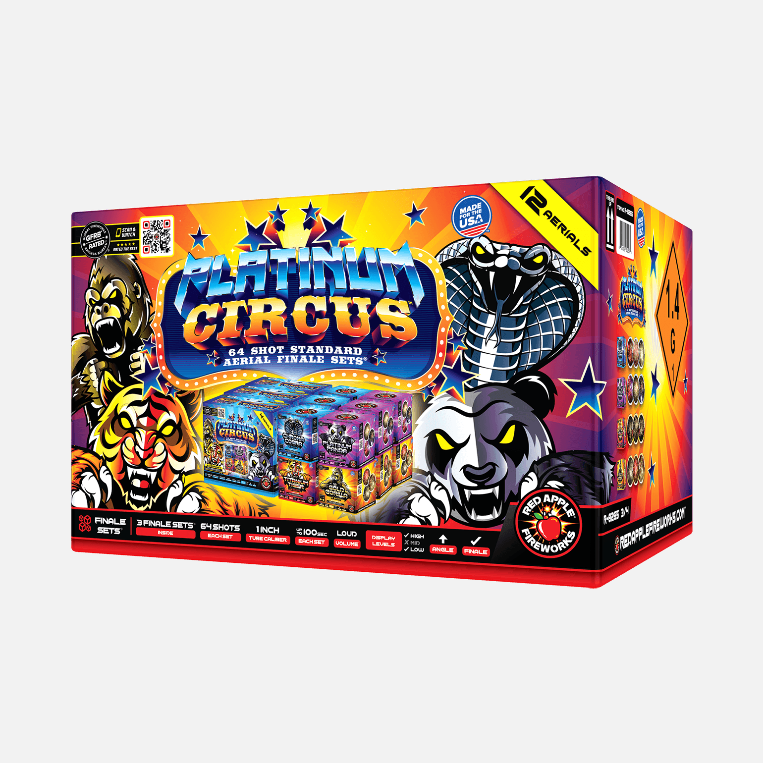 Platinum® Circus 64-Shots Standard Aerial Finale Set® Standard Finale Sets® (Up to 1200 Grams)