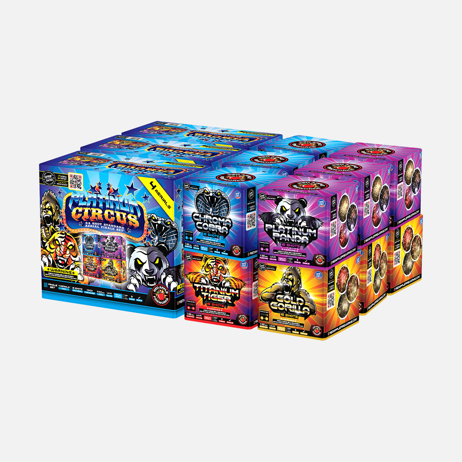 Platinum® Circus 64-Shots Standard Aerial Finale Set® Standard Finale Sets® (Up to 1200 Grams)