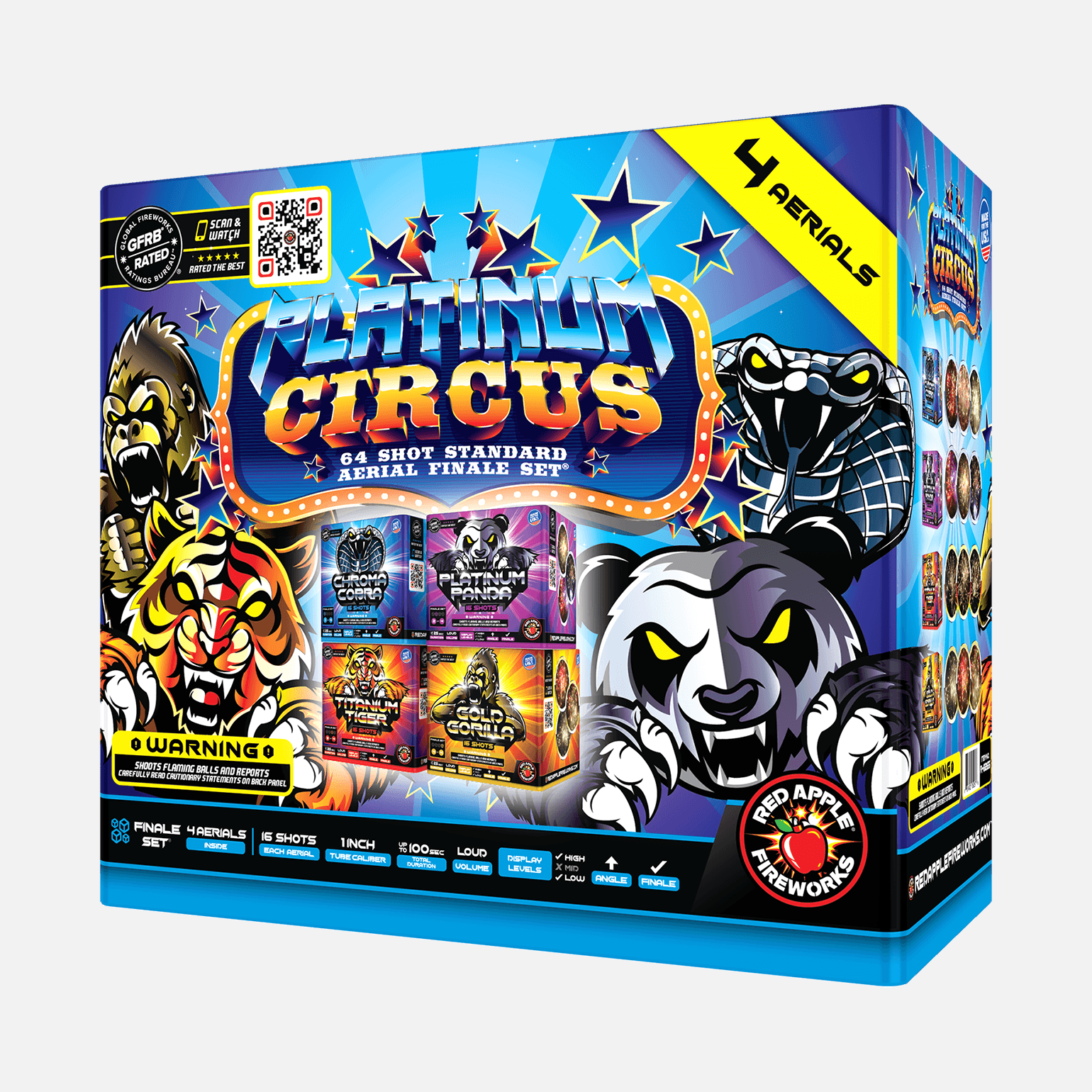 Platinum® Circus 64-Shots Standard Aerial Finale Set® Standard Finale Sets® (Up to 1200 Grams)