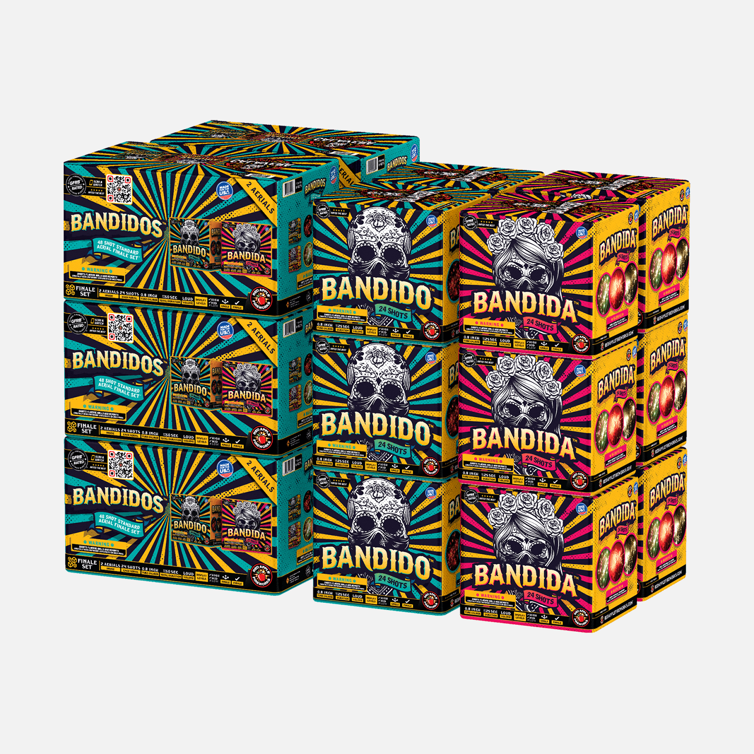 Calavera® Bandidos 48-Shots Standard Aerial Finale Sets® Standard Finale Sets® (Up to 1200 Grams)