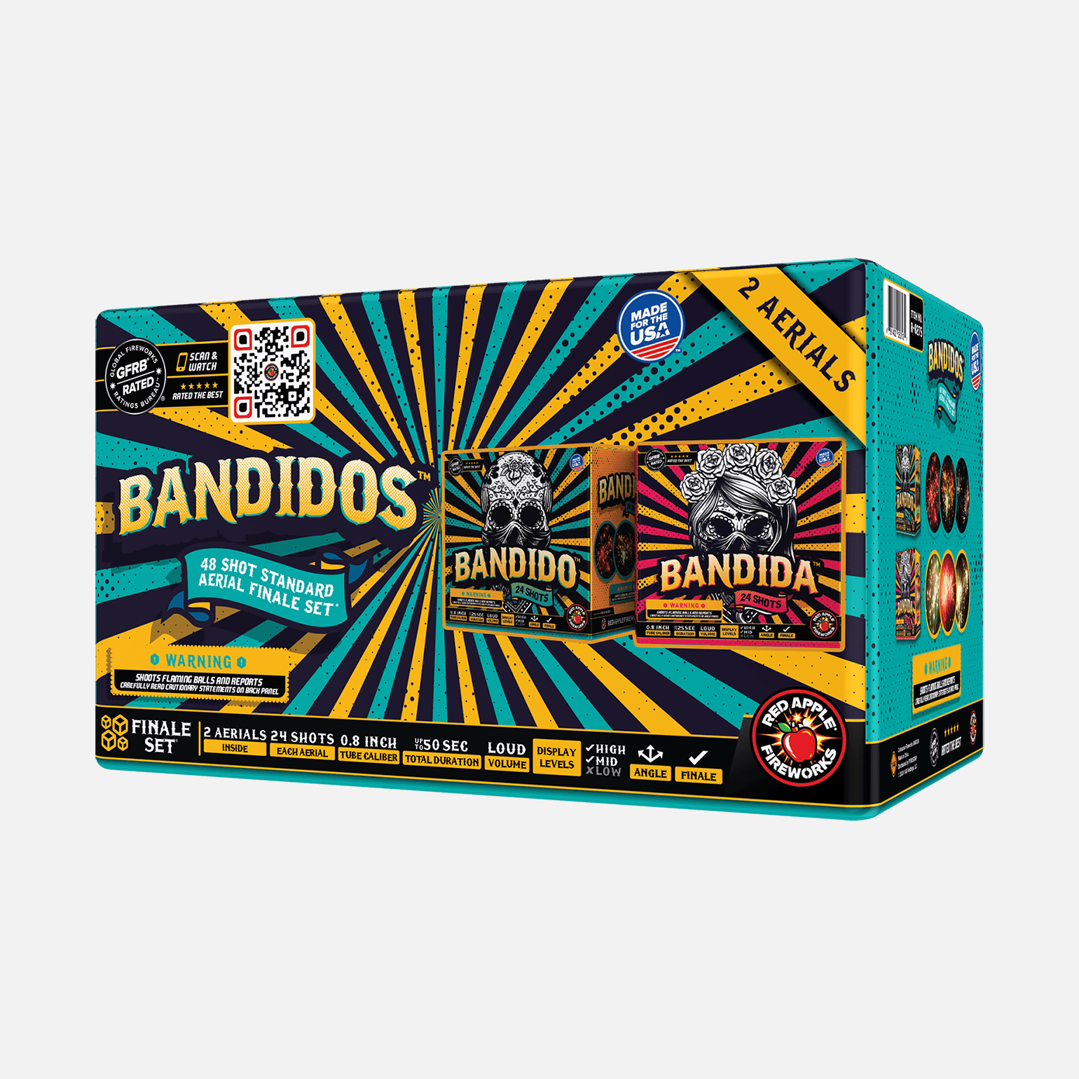 Calavera® Bandidos 48-Shots Standard Aerial Finale Sets® Standard Finale Sets® (Up to 1200 Grams)