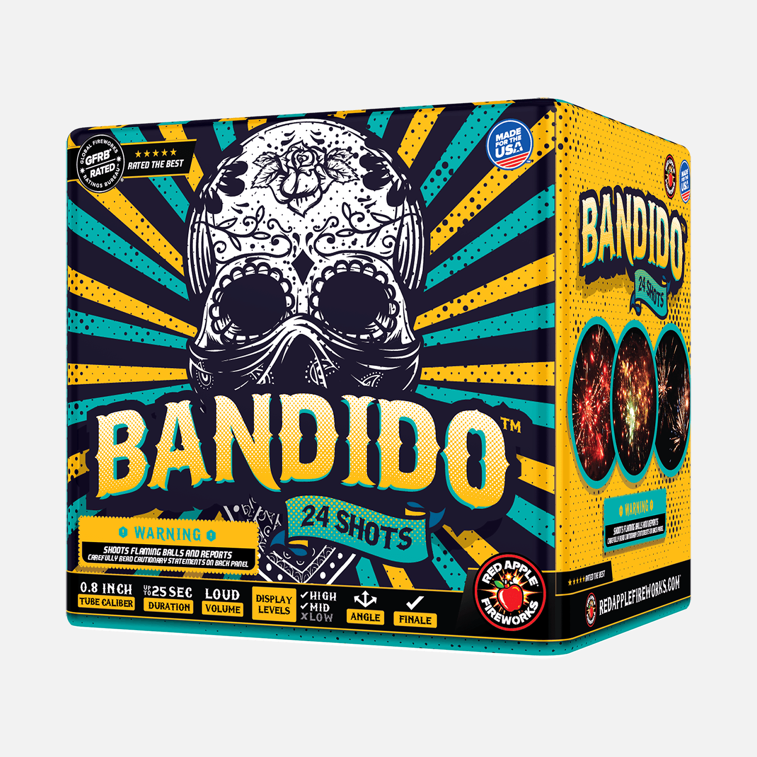 Calavera® Bandidos 48-Shots Standard Aerial Finale Sets® Standard Finale Sets® (Up to 1200 Grams)