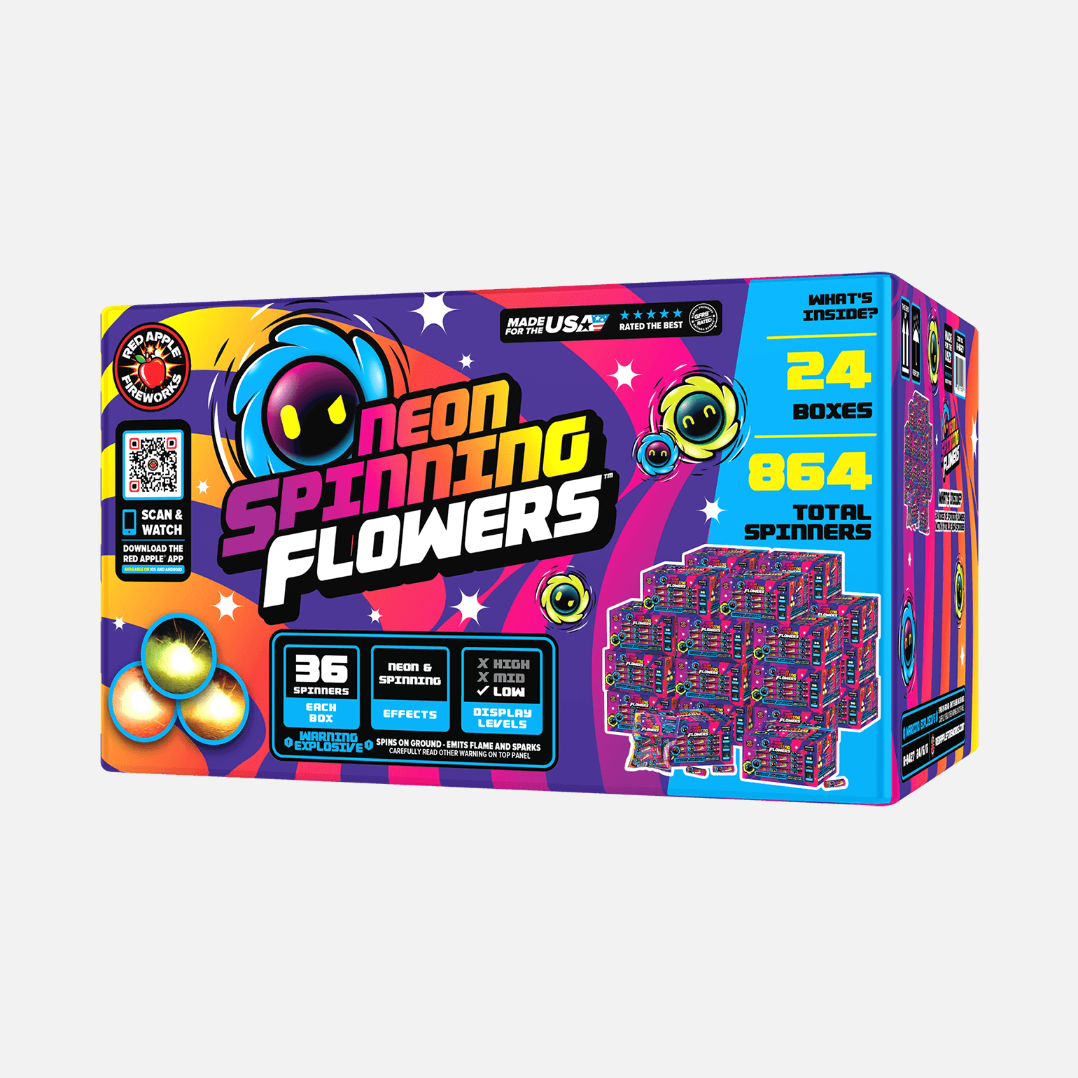 Neon Spinning Flowers™ Ground Spinners