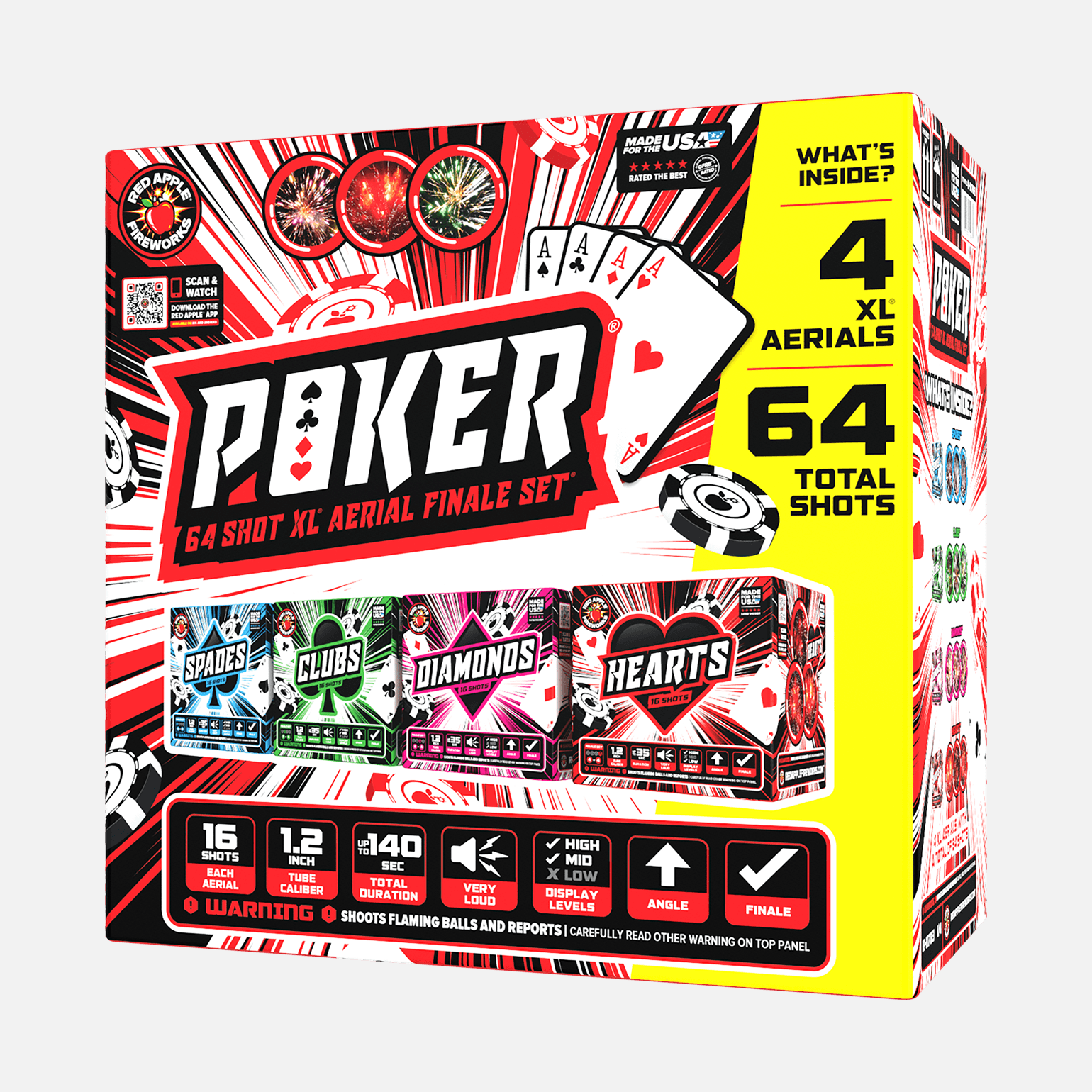 Poker® 64 Shots XL® Aerial Finale Set® XL® Finale Sets® (Up to 2000 Grams)