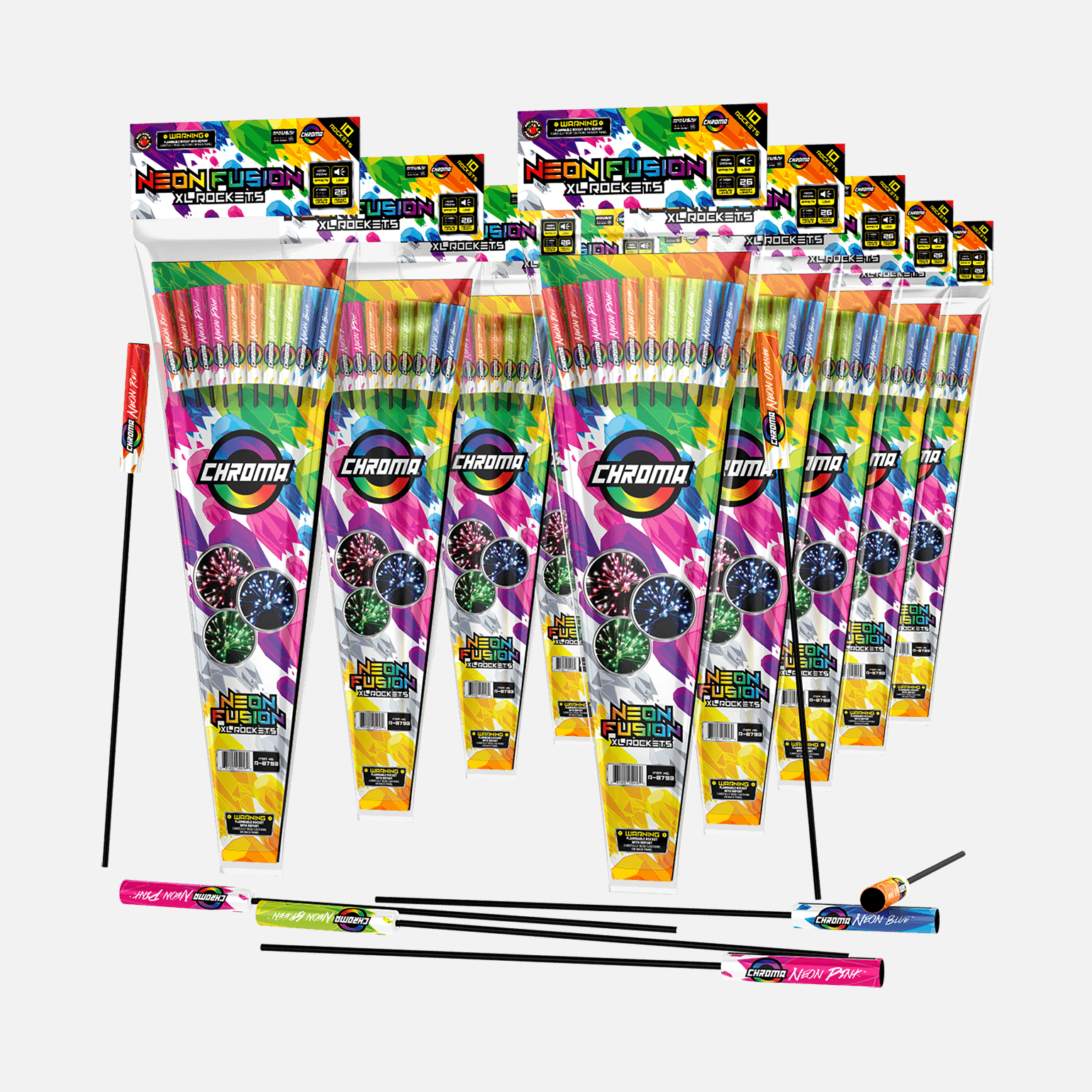 Neon Fusion® XL® Rocket Packs™ Large Rockets