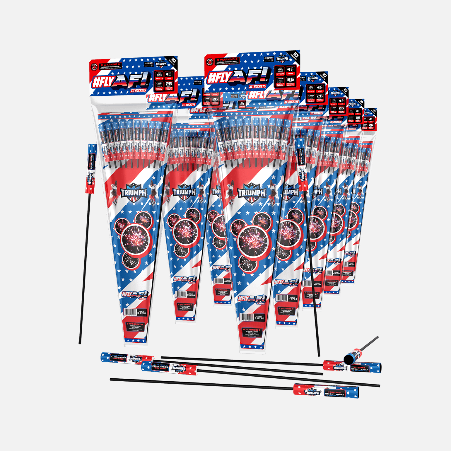 #flyAF™ Red, White & Blue XL® Rocket Packs™ Large Rockets