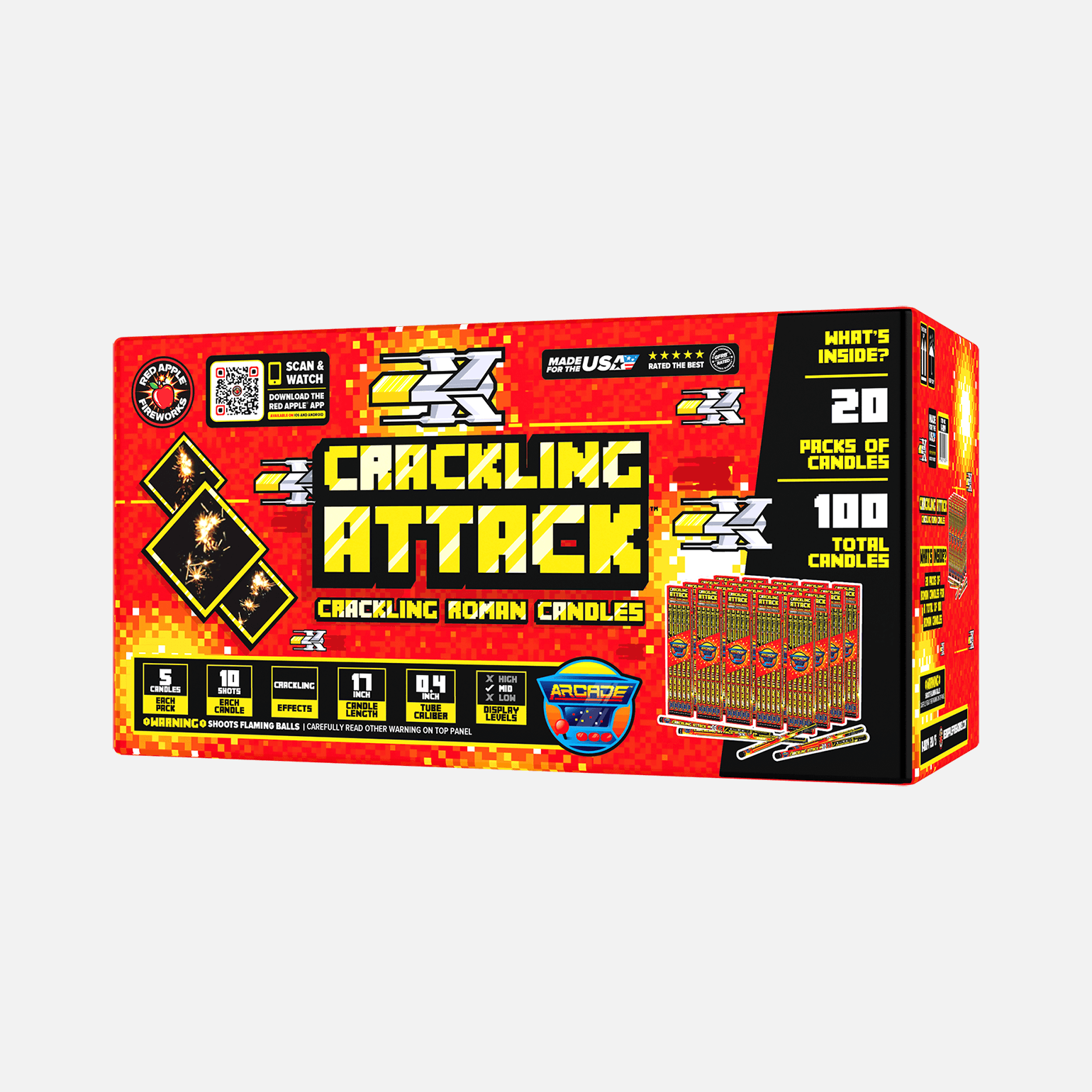 Crackling Attack™ 10 Shots Roman Candles Standard Roman Candles