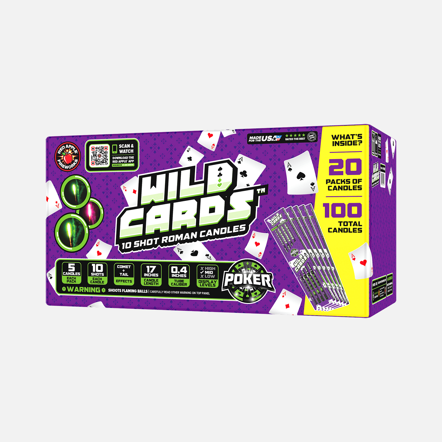 Wild Cards™ 10 Shots Roman Candles Standard Roman Candles