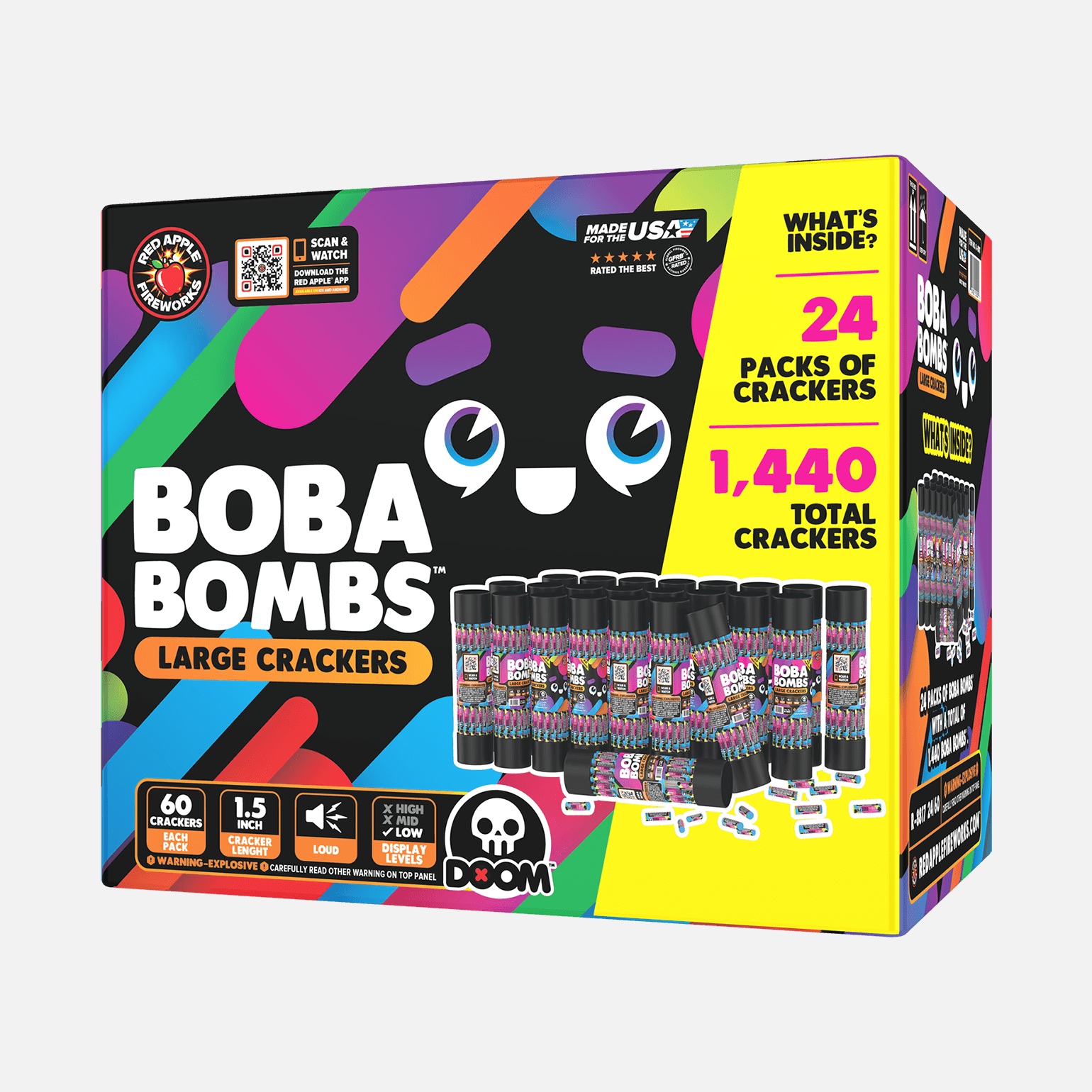 Boba-Bombs™ 60 Shot M-1000 Cracker Pipe Style Single-Fuse Firecrackers