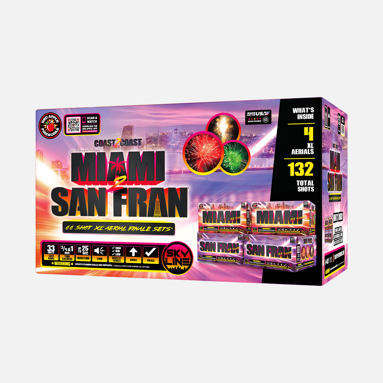 Miami 2 San Fran™ 66 Shots XL® Aerial Finale Set® XL® Finale Sets® (Up to 2000 Grams)