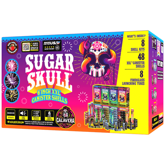 Sugar Skulls® 6 Shot 6 Inch XXL™ Canister Shells