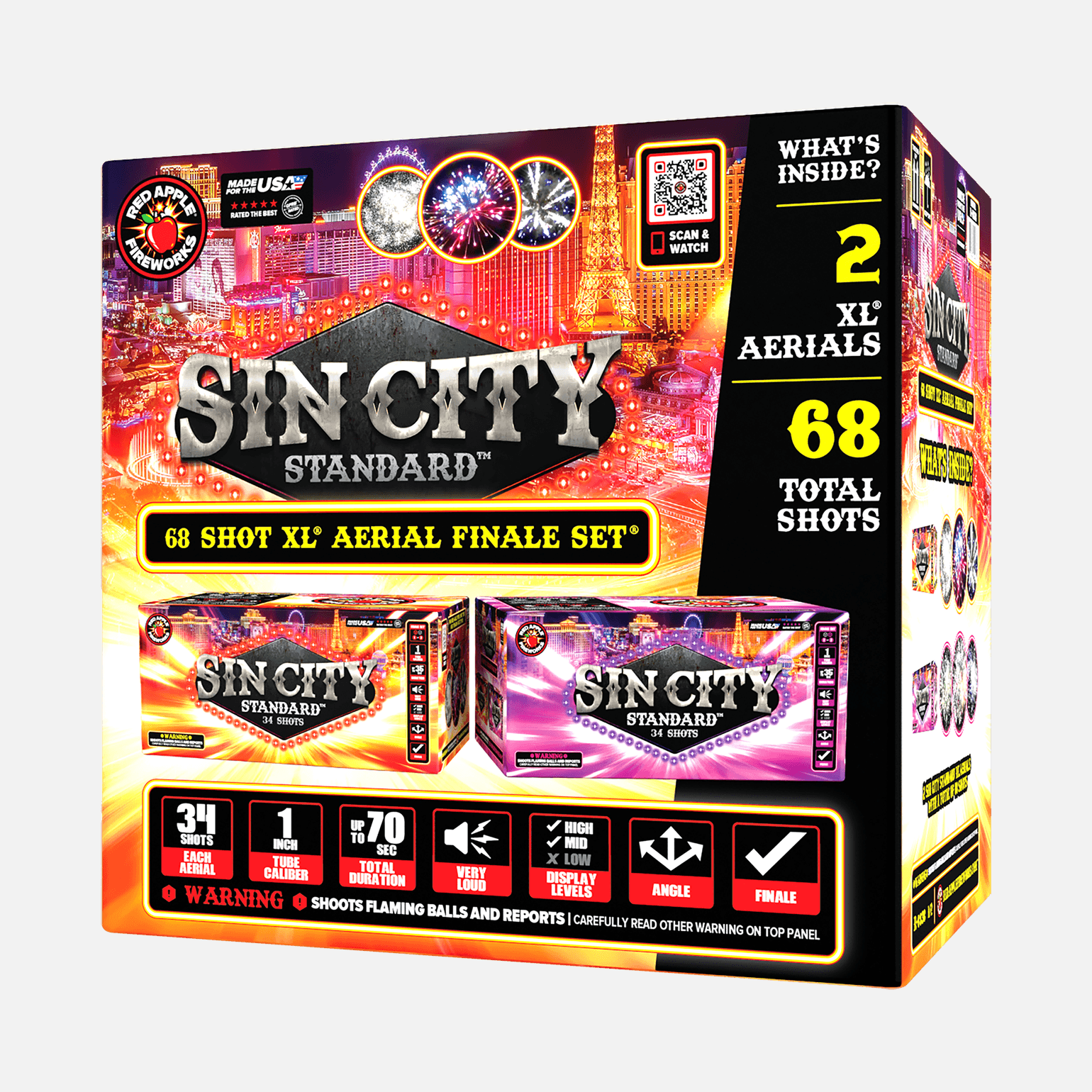 Sin City Standard™ 68 Shots XL® Aerial Finale Set® XL® Finale Sets® (Up to 2000 Grams)