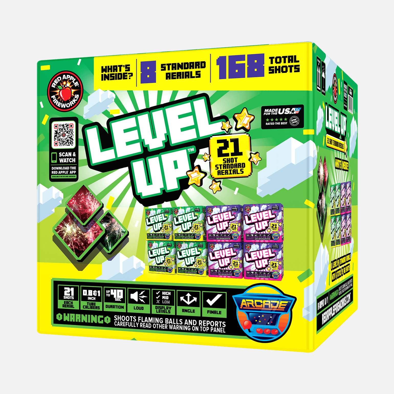 Level Up™ 21 Shots Standard Aerials Standard Aerial Cakes (Up to 200 Grams)