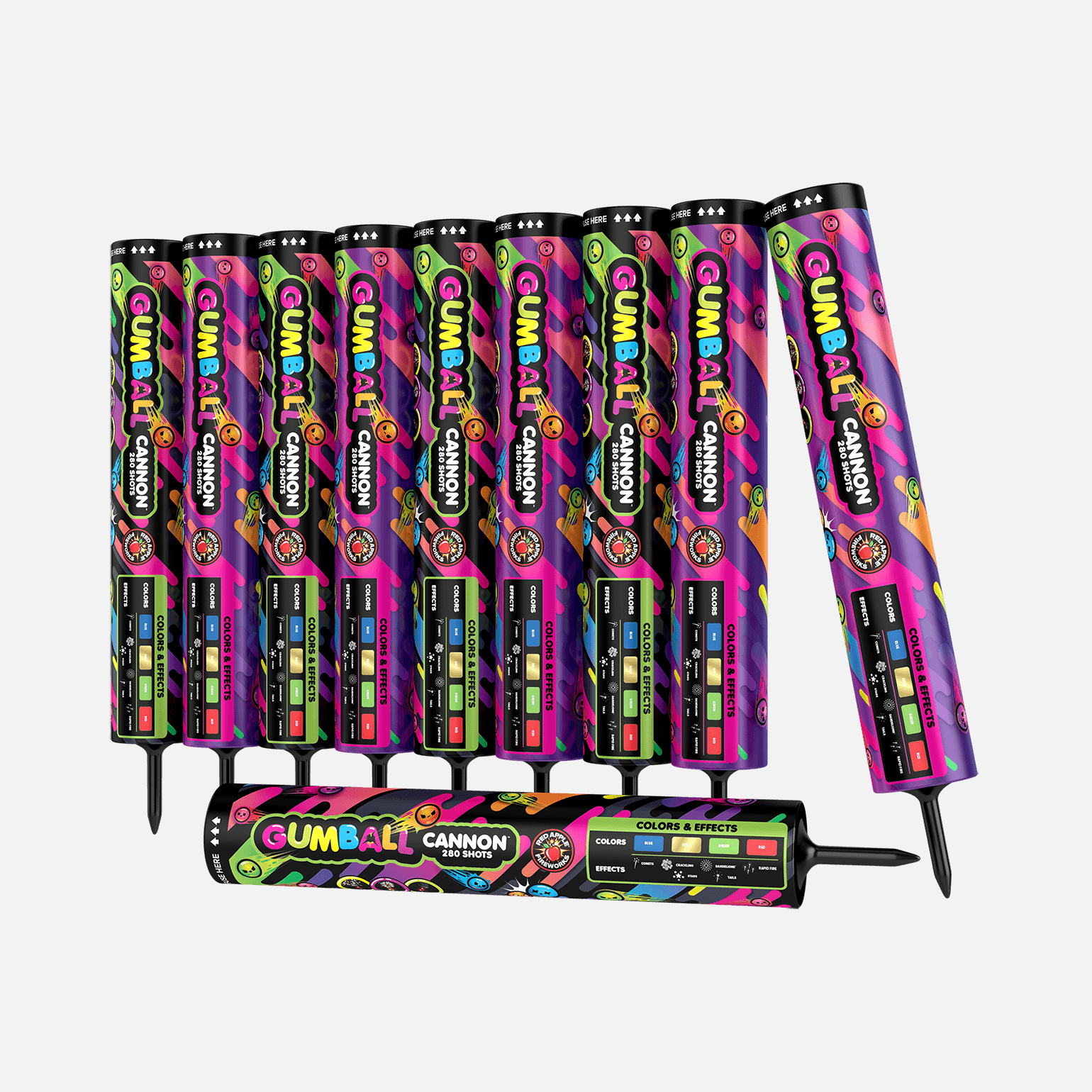 Gumball® Cannon™ 280 Shots Roman Candle Barrages Barrage Candles