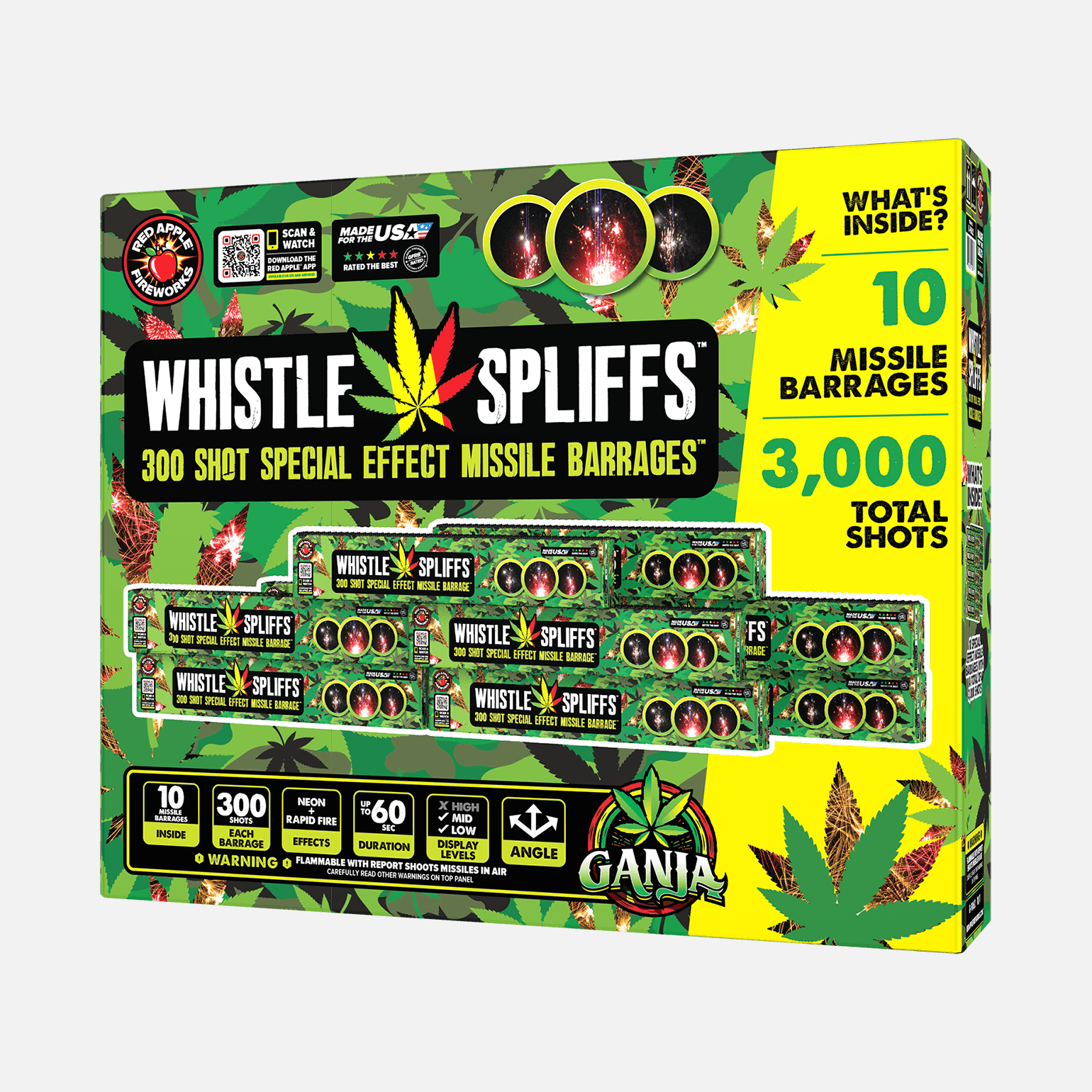 Whistle Spliffs™ 300 Shots Special Effect Missile Barrage™ Missiles