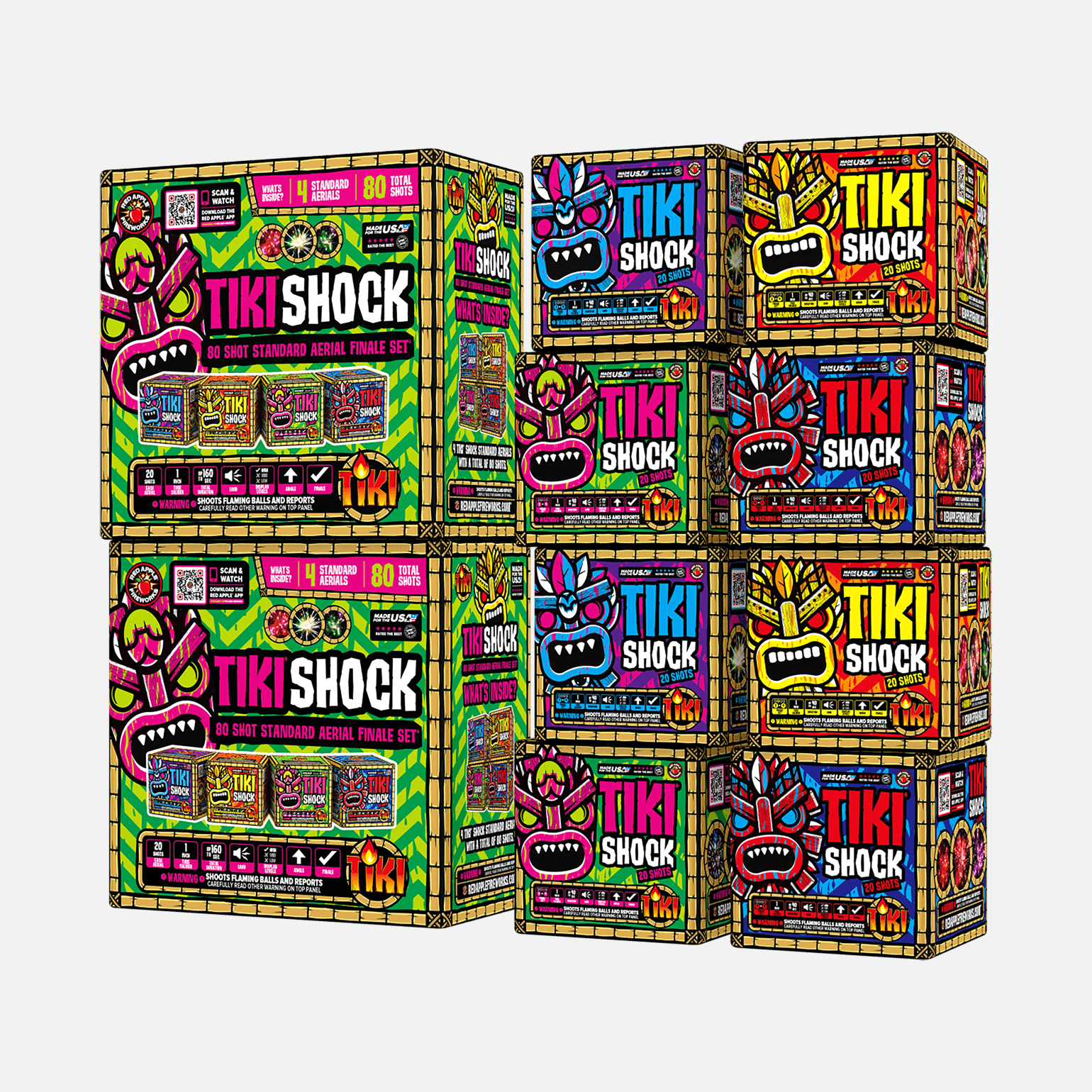 Tiki® Shock! 80 Shot Standard Aerial Finale Set® Standard Finale Sets® (Up to 1200 Grams)