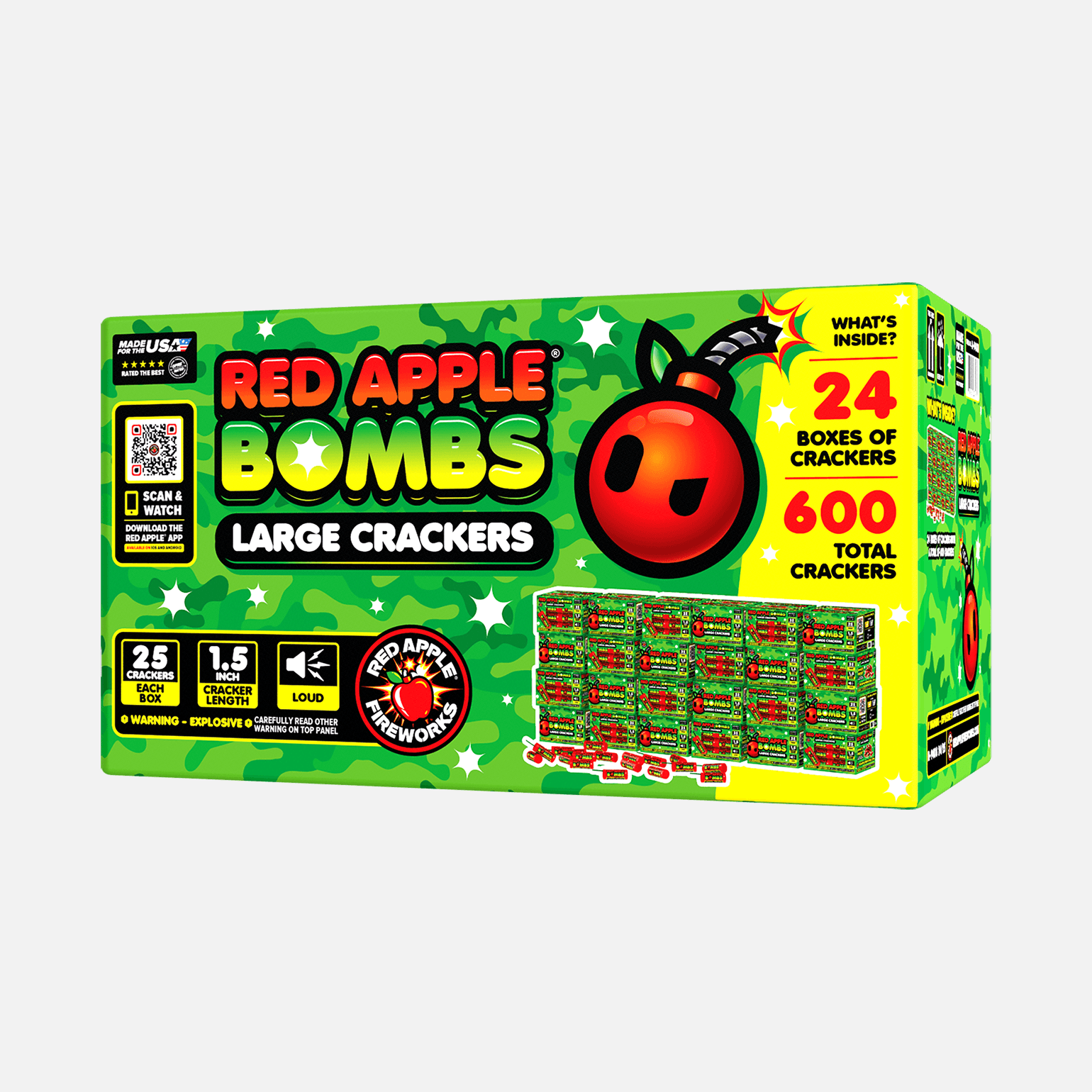 Red Apple® Bombs 25 Shot M-1000 Firecrackers in Box Single-Fuse Firecrackers