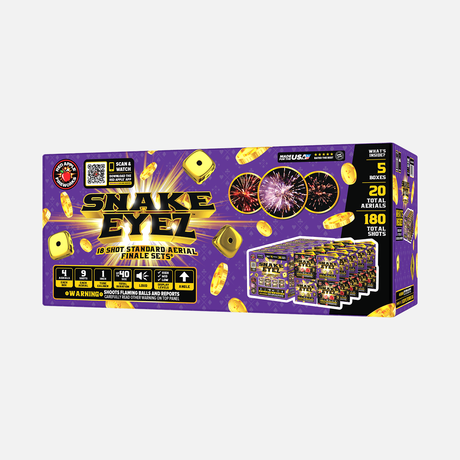 Snake Eyez™ 18 Shot Standard Aerial Finale Set® Standard Finale Sets® (Up to 1200 Grams)