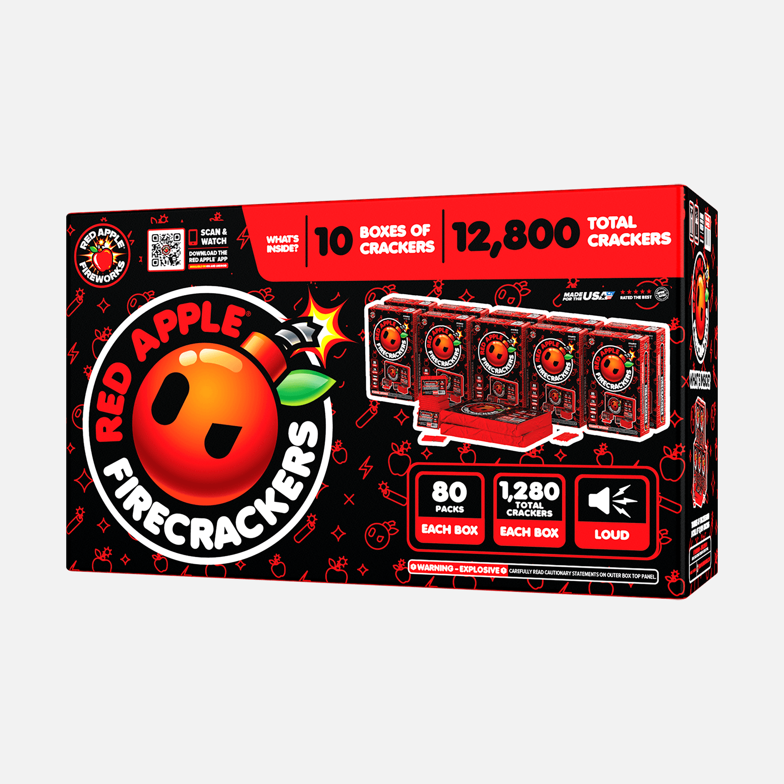 Red Apple® Bombs 16 Shot Full Brick Flash Crackers Firecracker Bricks