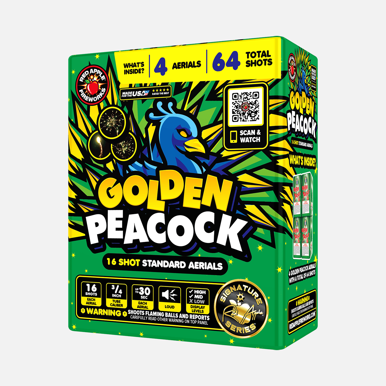 Golden Peacock 16 Shots Standard Aerials by Brothers Standard Aerial Cakes (Up to 200 Grams)