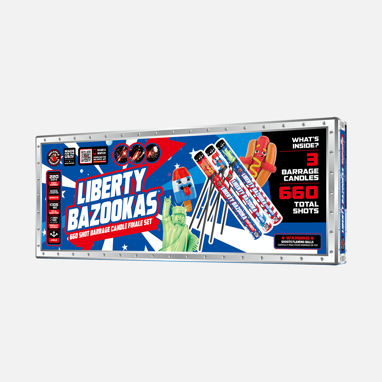 Liberty Bazookas™ 660 Shot Barrage Candle Finale Set® Barrage Candles