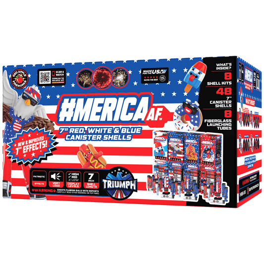 #MericaAF™ 6 Shot 7" Red, White & Blue Canister Shells