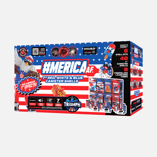 #MericaAF™ 6 Shot 7" Red, White & Blue Canister Shells