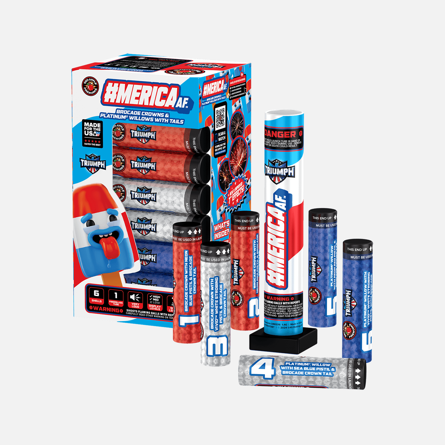 #MericaAF™ 6 Shot 7" Red, White & Blue Canister Shells Canister Shell Kits