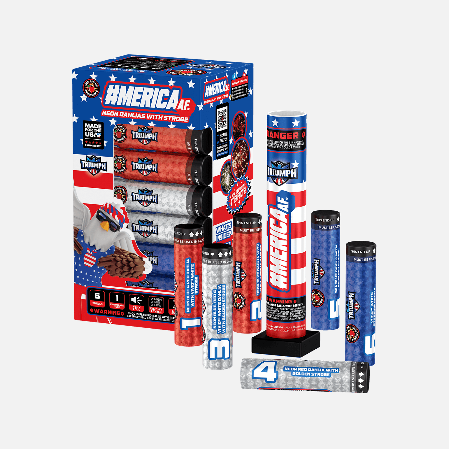 #MericaAF™ 6 Shot 7" Red, White & Blue Canister Shells Canister Shell Kits