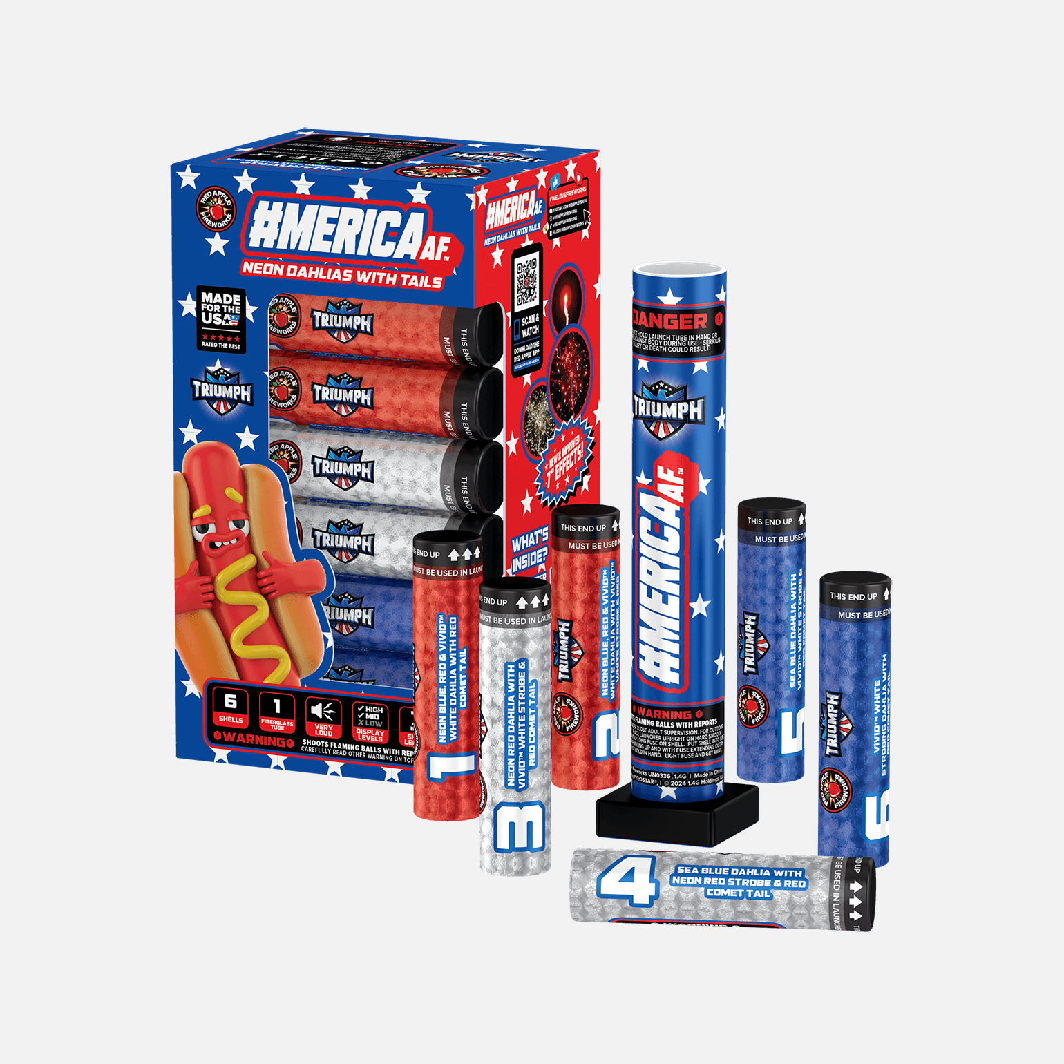 #MericaAF™ 6 Shot 7" Red, White & Blue Canister Shells Canister Shell Kits