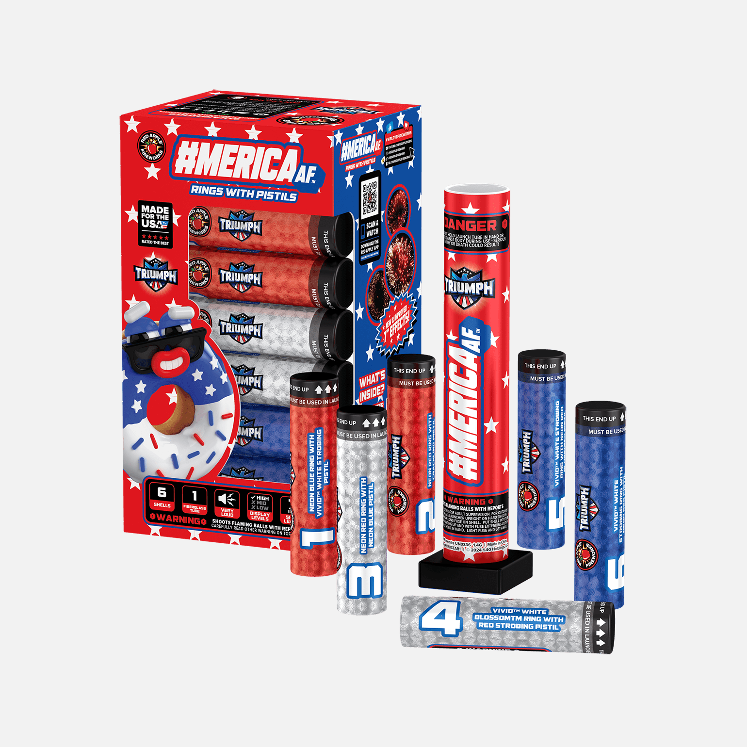 #MericaAF™ 6 Shot 7" Red, White & Blue Canister Shells Canister Shell Kits