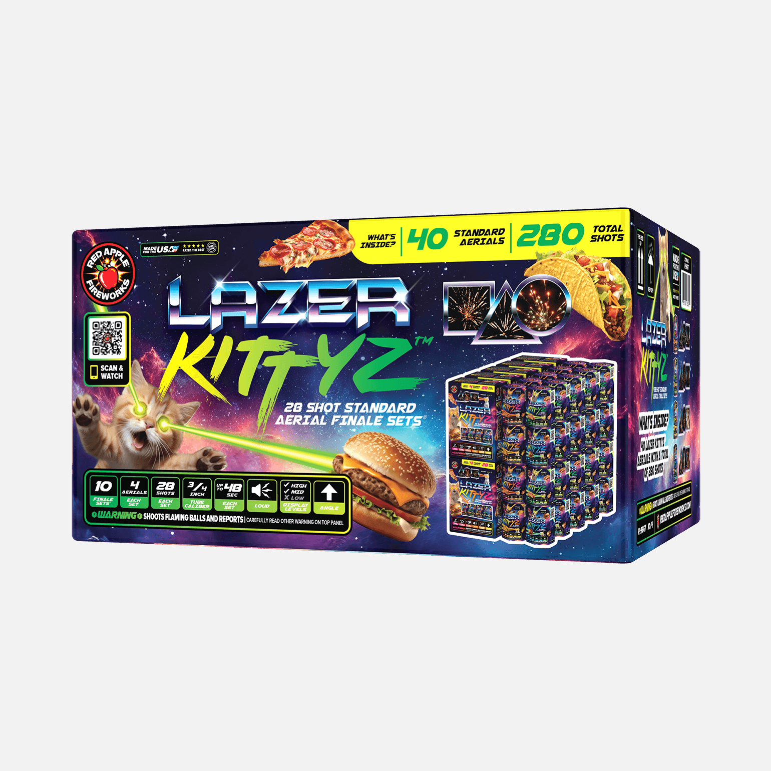 Lazer Kittyz™ 28 Shot Standard Aerial Finale Sets® Standard Finale Sets® (Up to 1200 Grams)