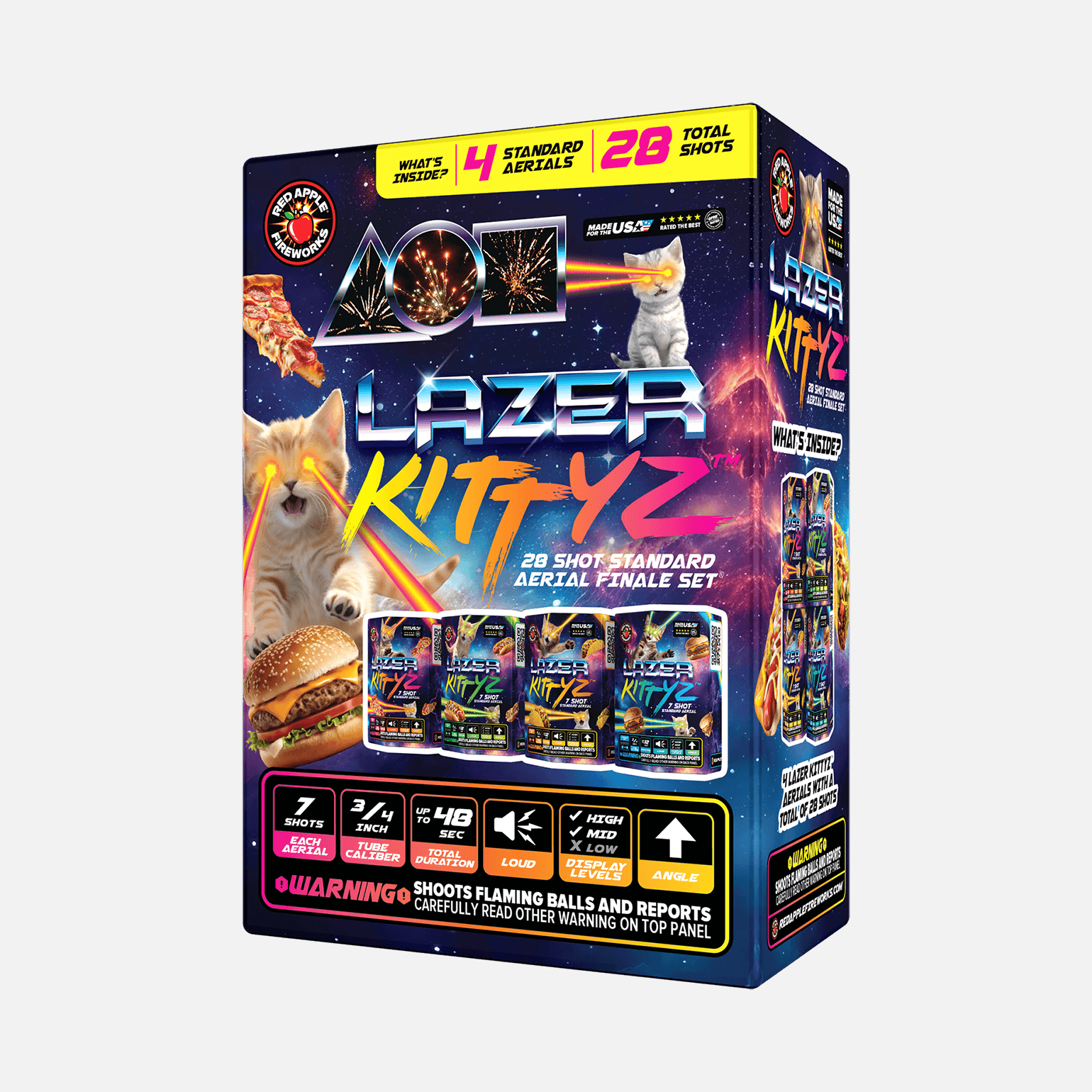 Lazer Kittyz™ 28 Shot Standard Aerial Finale Sets® Standard Finale Sets® (Up to 1200 Grams)