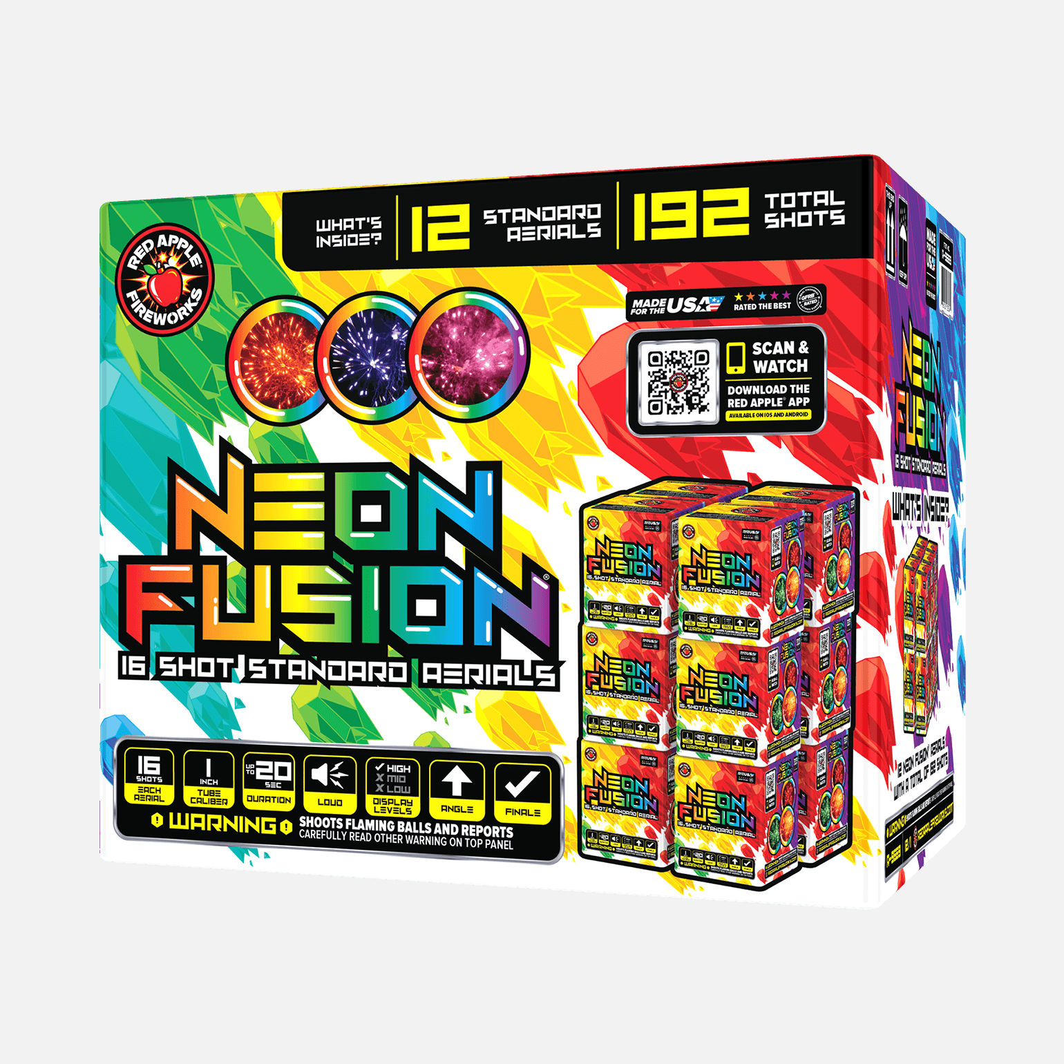 Neon Fusion® 16 Shot Standard Aerials Standard Aerial Cakes (Up to 200 Grams)