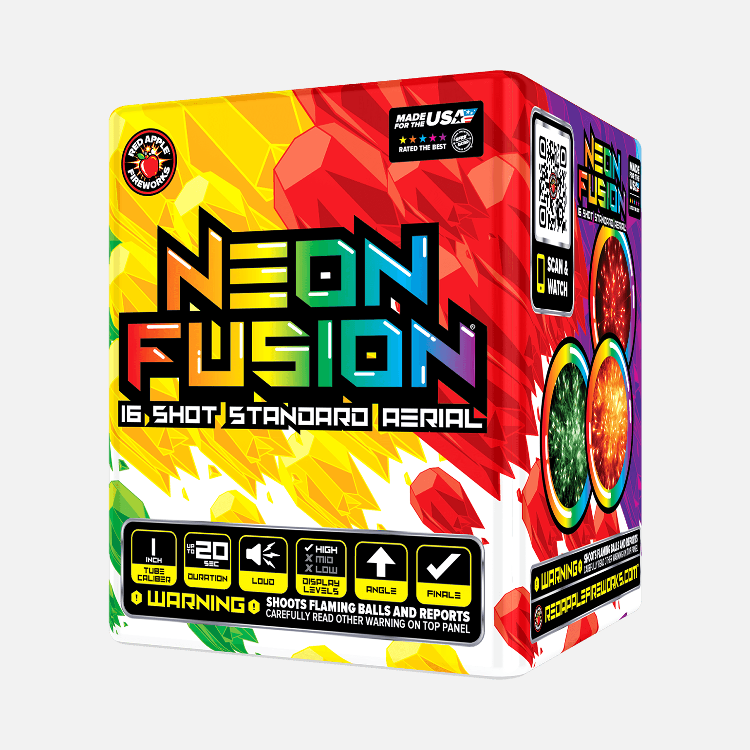 Neon Fusion® 16 Shot Standard Aerials Standard Aerial Cakes (Up to 200 Grams)