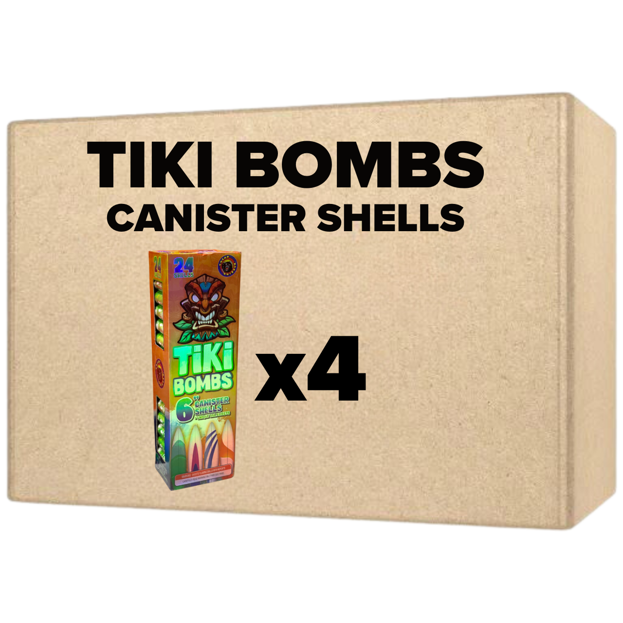 Tiki Bombs 24 Shot 6-Inch Canister Shells